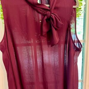 Torrid Georgette Tie-Neck Sleeveless Blouse in Deep Plum, size 2X